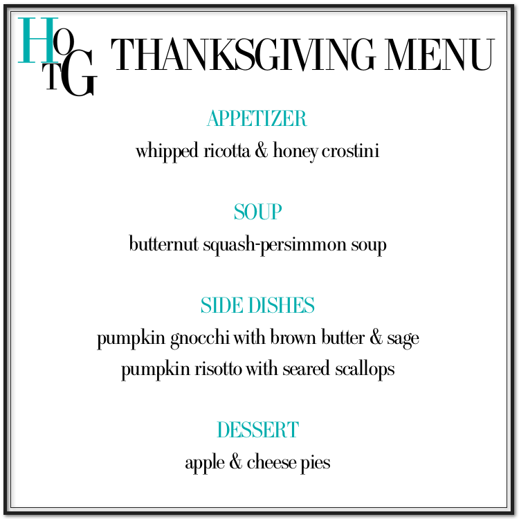 Thanksgiving Menu