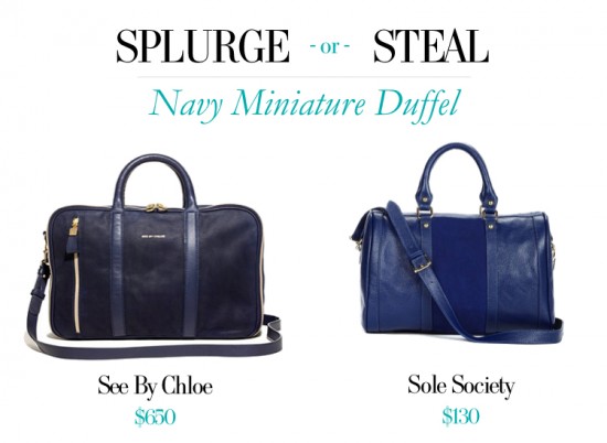 Splurge or Steal Navy Miniature Duffel