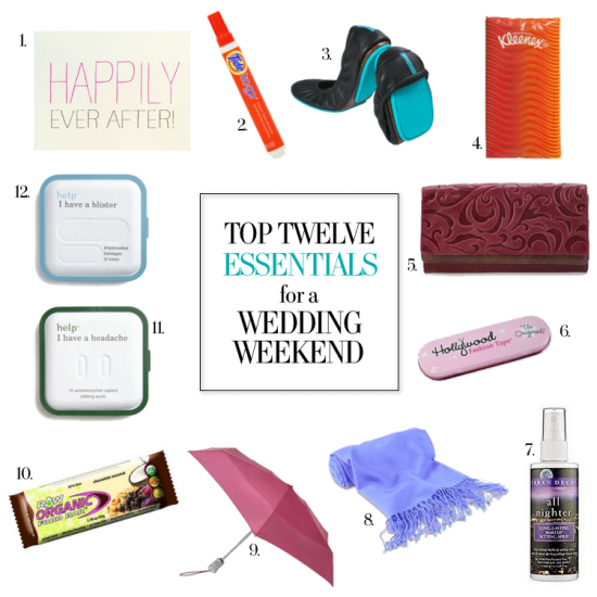 TOP 12 ESSENTIALS FOR A WEDDING WEEKEND