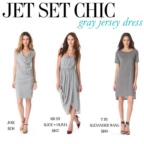 jet set chic grey jersey dress