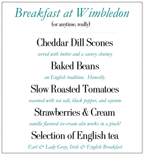 Breakfast At Wimbledon Menu