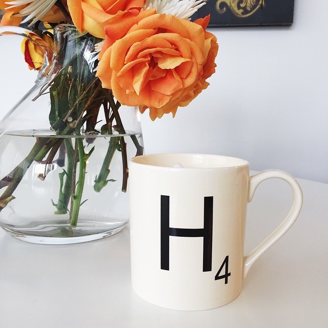 Scrabble H Mug Flowers