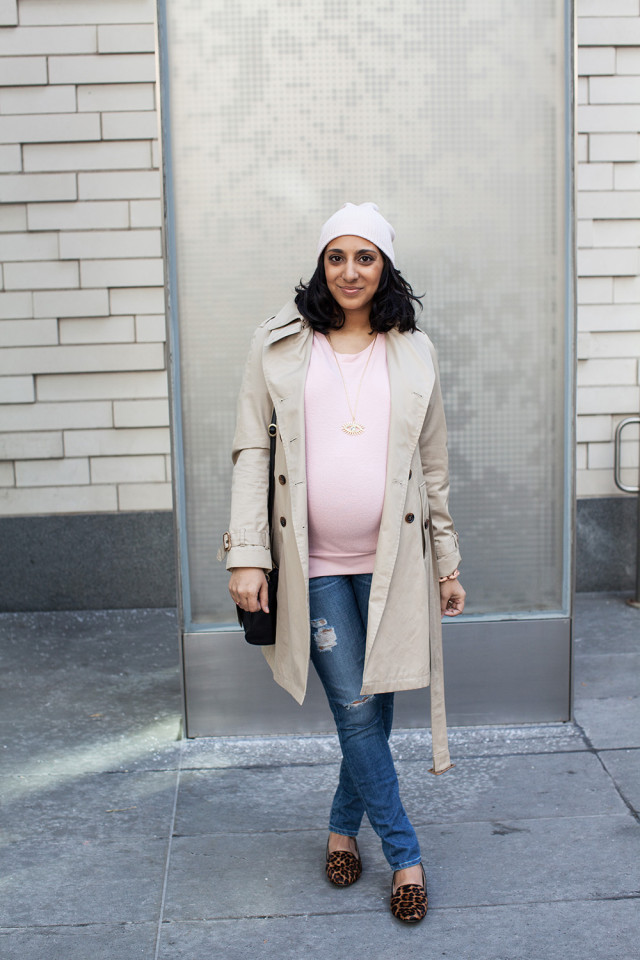 Distressed Skinny Jeans Tan Trench