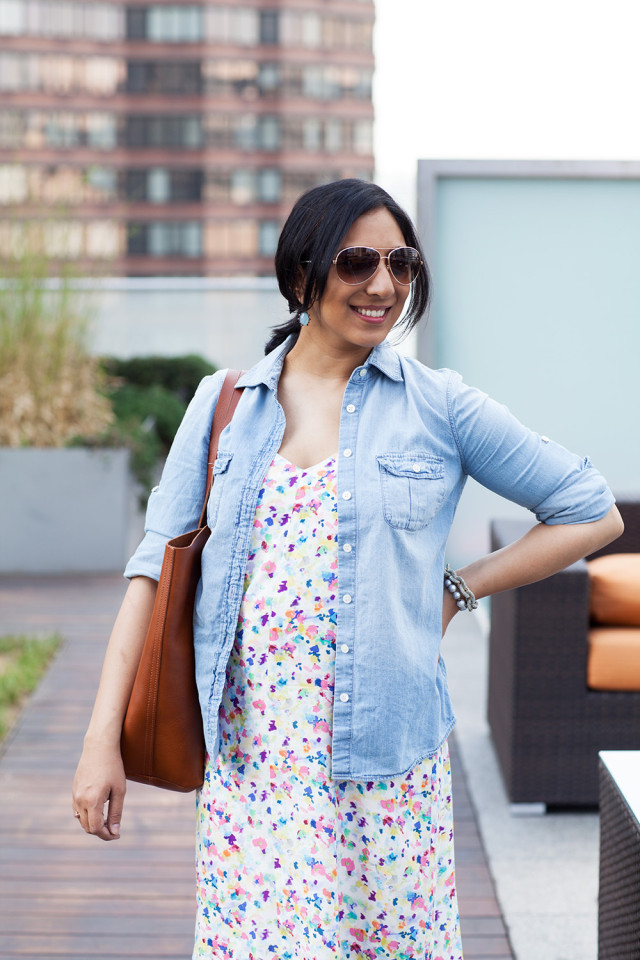 Chambray Top Floral Dress