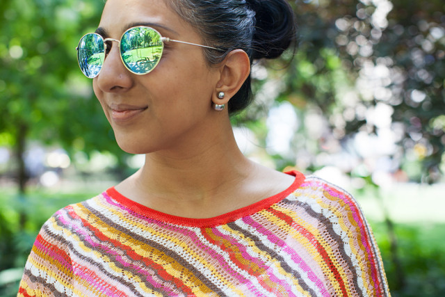 Madewell mirrored aviators BaubleBar earrings