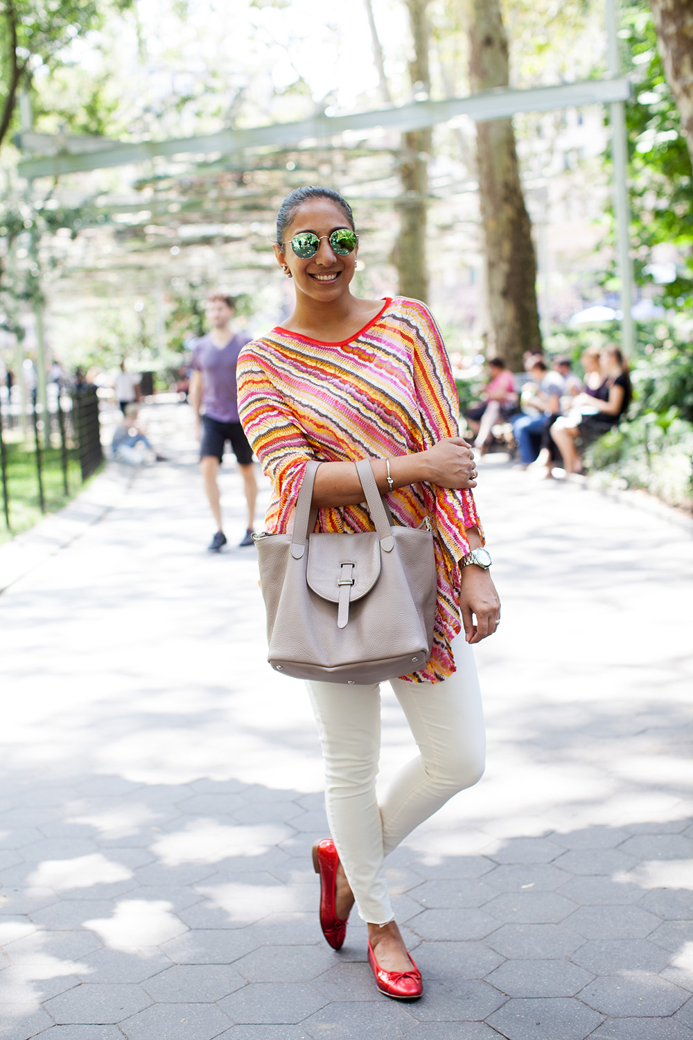 Meli Melo Thela bag Madewell aviators Topshop white jeans - Hitha