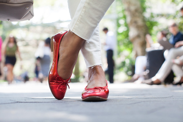 red chanel flats