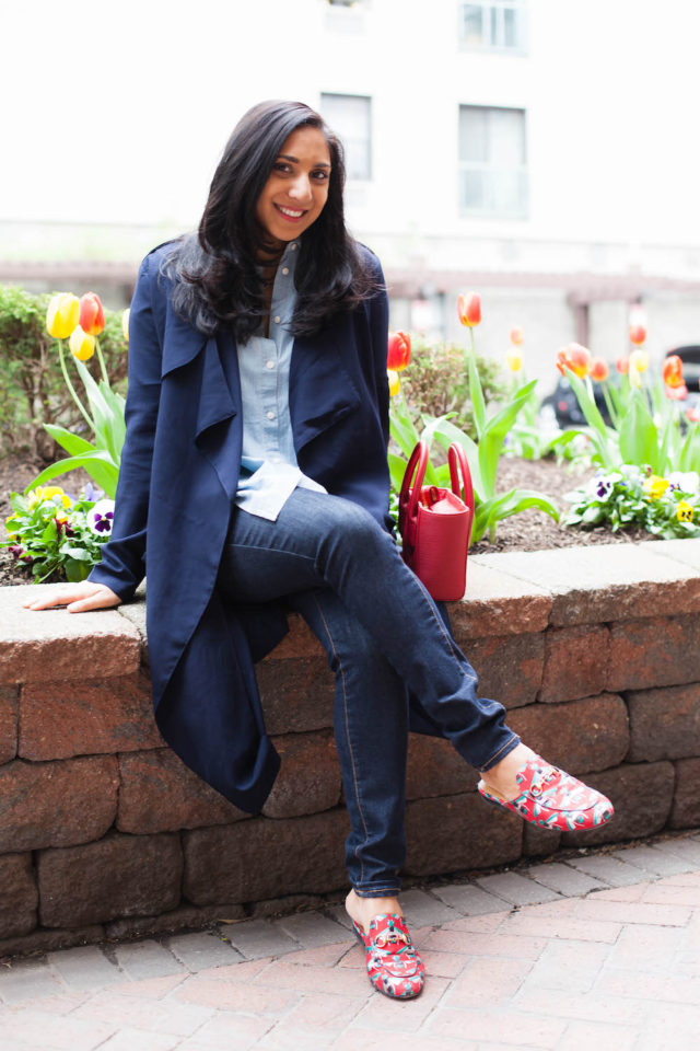 Spring Denim Outfit with Gucci Princetown Loafers