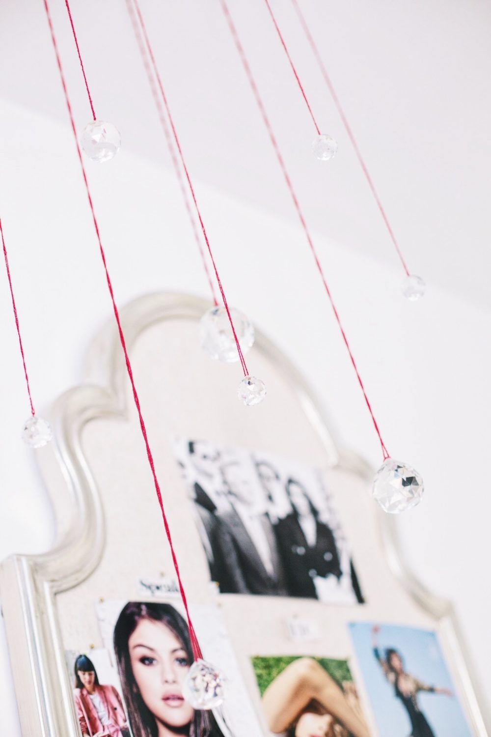 Feng Shui Crystals Hanging Over Desk