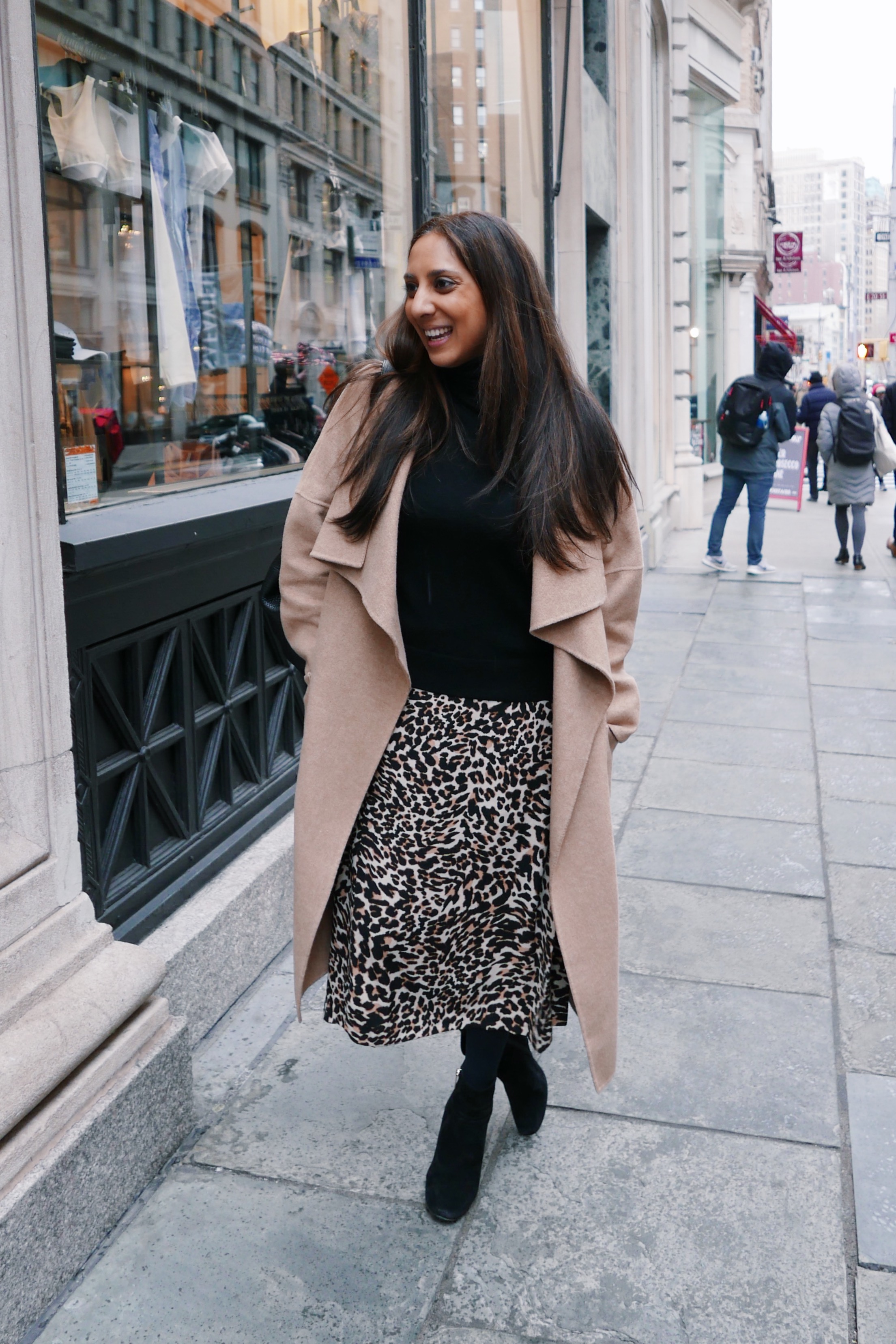 leopard print dress and boots